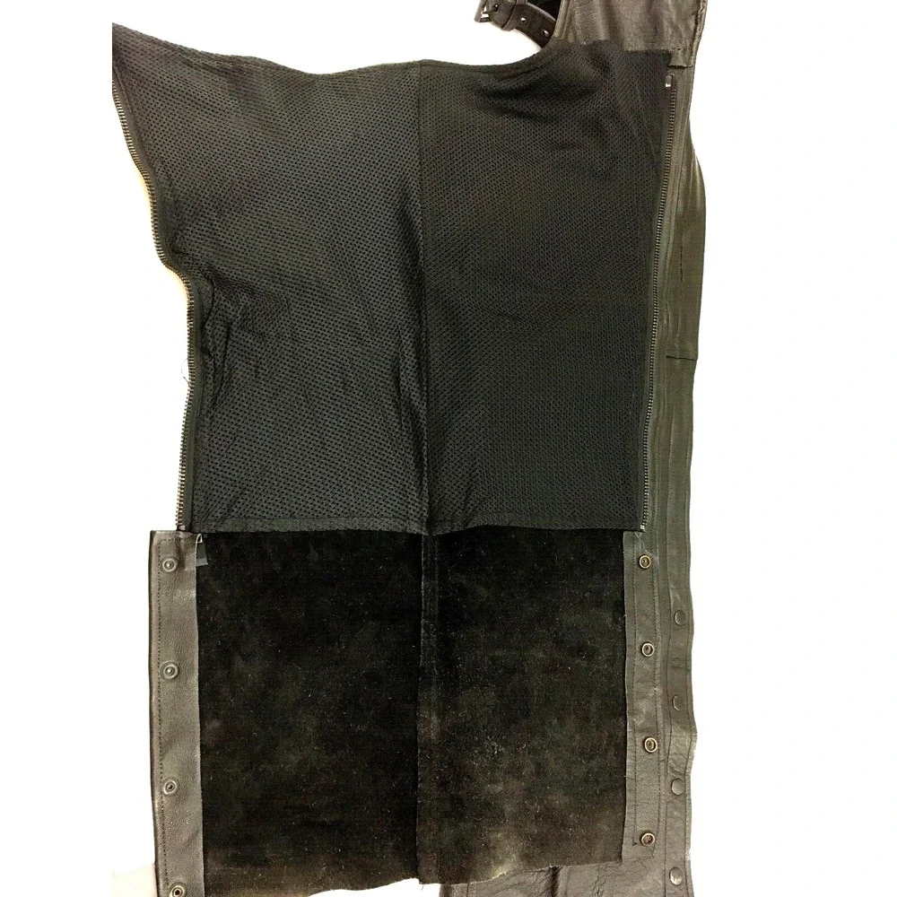 Leather‎ King Motorcycle Chaps Black Leather Mens Large Pockets Heavy Supple - Picture 4 of 8